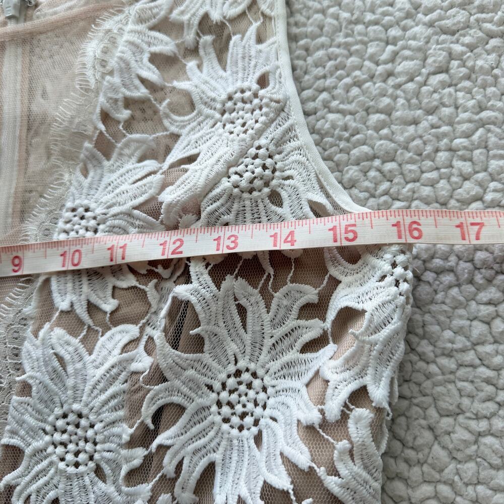 Adrianna Papell Illusion Floral Lace Fit and Flare Ivory Dress 6 - Picture 8 of 10